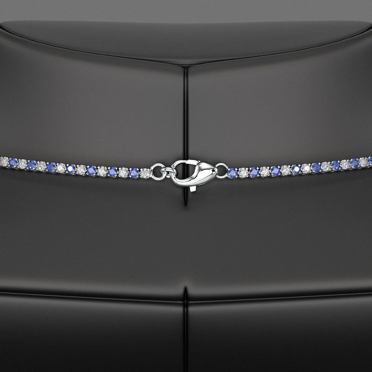 Blue Sapphire & Diamond Alternate Tennis Necklace in 14K/18K Gold - Image 5