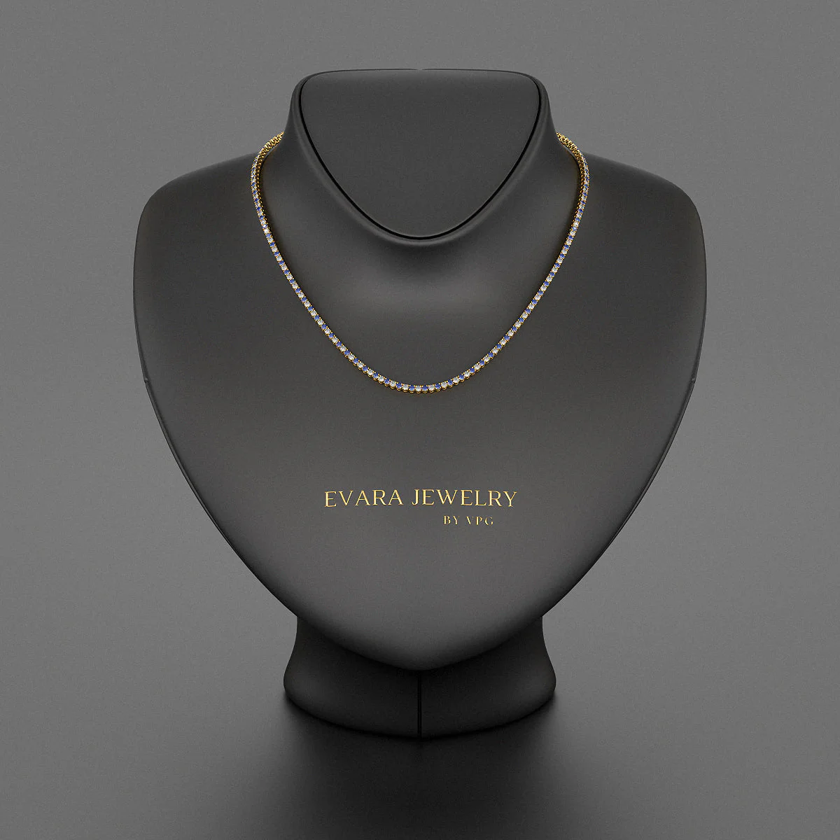 Blue Sapphire & Diamond Alternate Tennis Necklace in 14K/18K Gold - Image 6