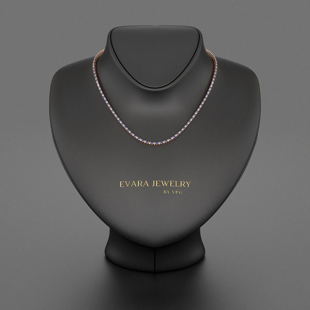 Blue Sapphire & Diamond Alternate Tennis Necklace in 14K/18K Gold - Image 8