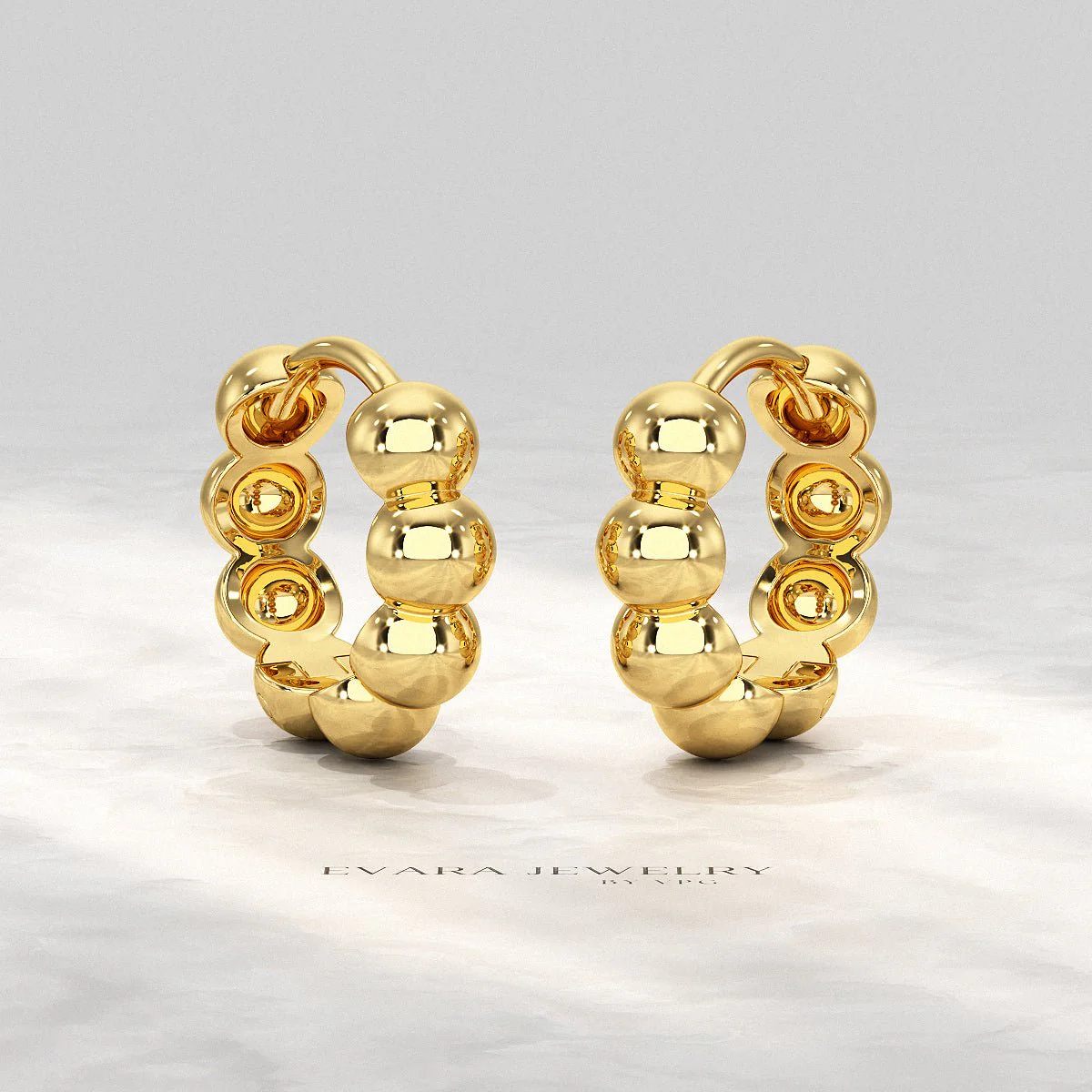 Bold Bubble Bead Hoop Earrings - Image 7