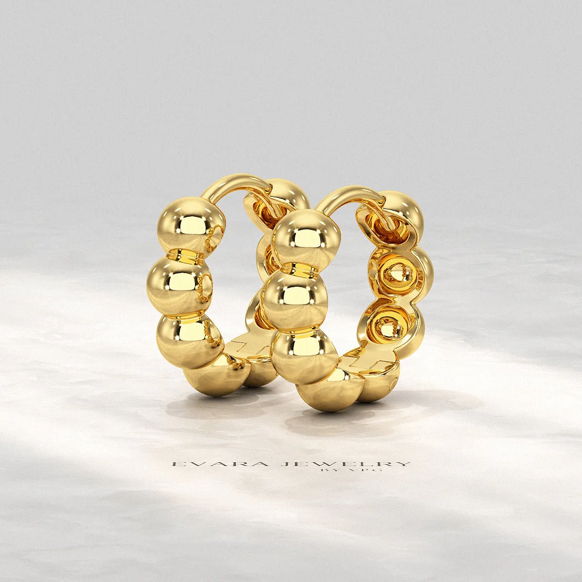 Bold Bubble Bead Hoop Earrings - Image 9