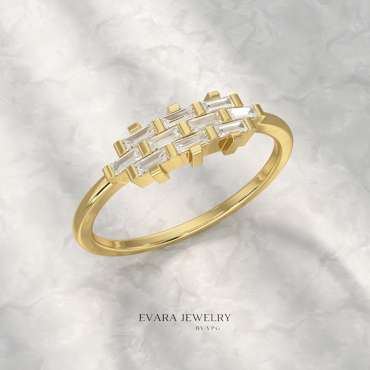 Checkboard Diamond Baguette Ring - Image 12