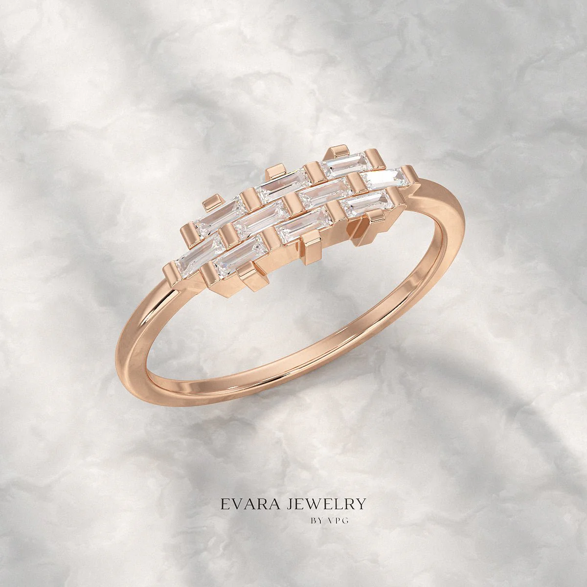 Checkboard Diamond Baguette Ring - Image 15