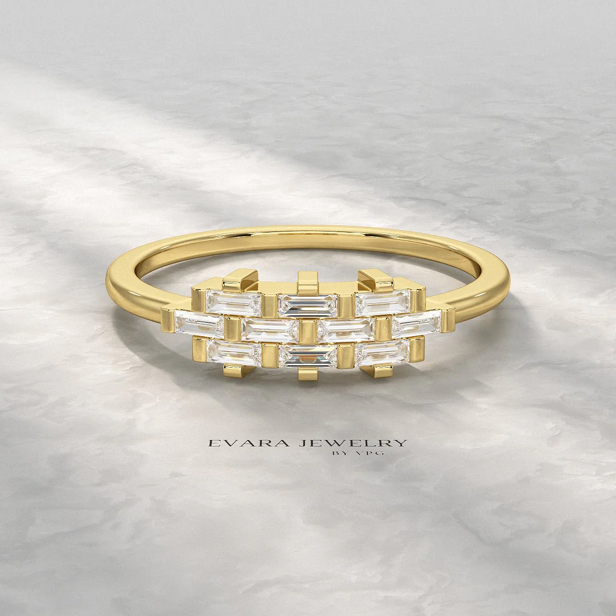 Checkboard Diamond Baguette Ring - Image 16