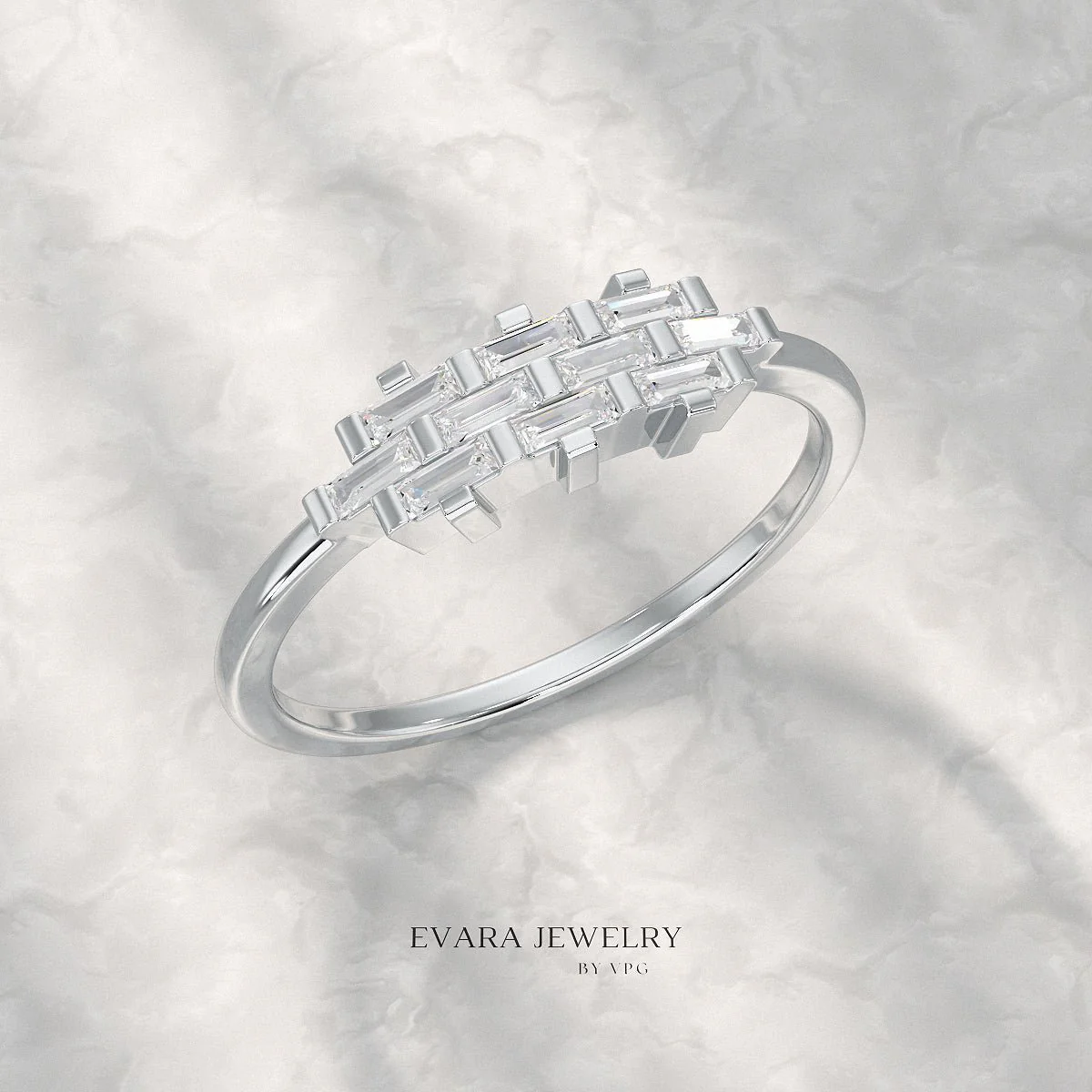 Checkboard Diamond Baguette Ring - Image 17