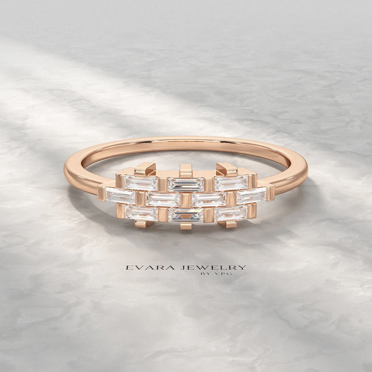Checkboard Diamond Baguette Ring - Image 18