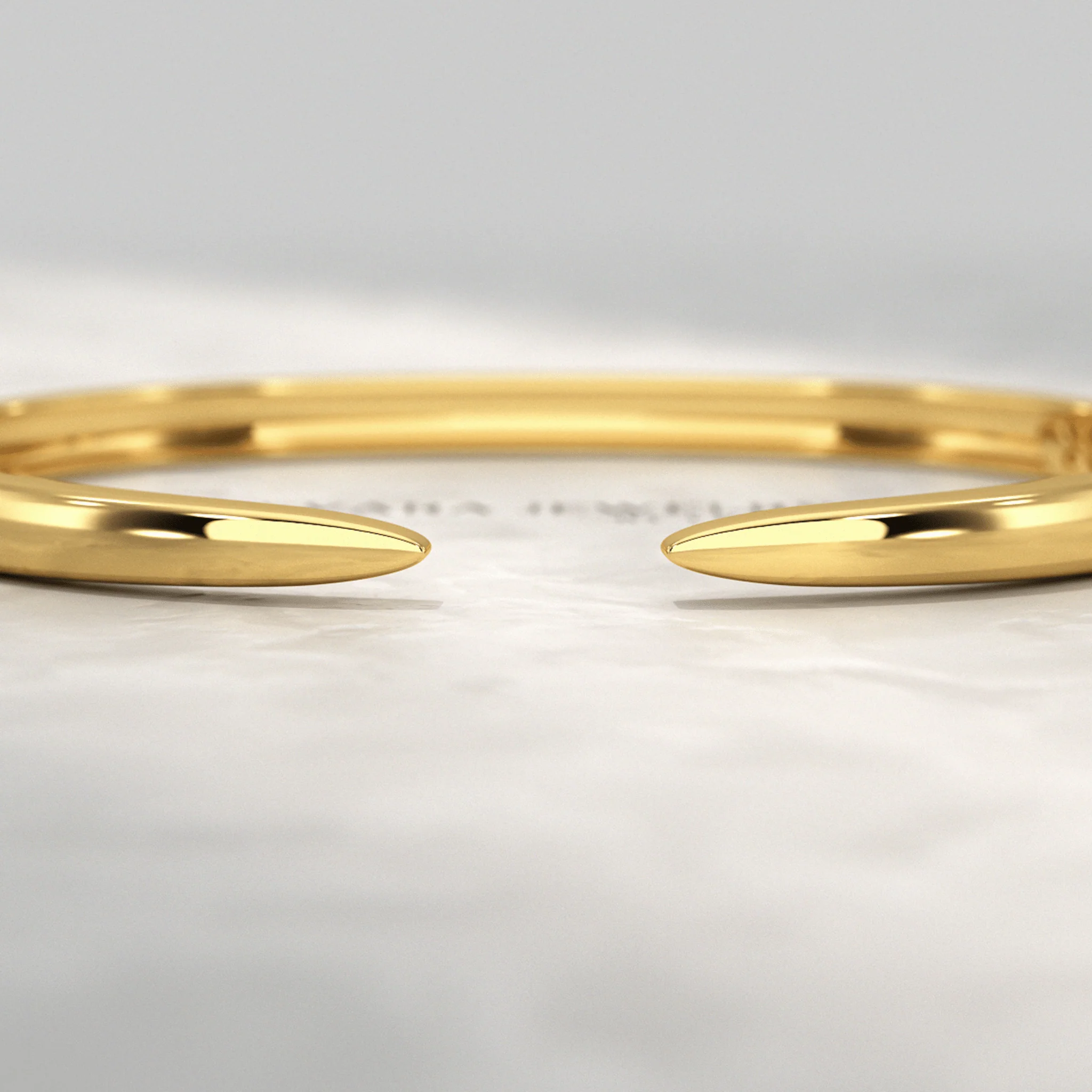 Chevron Front Open Plain Cuff Bangle in Solid Gold - Image 3