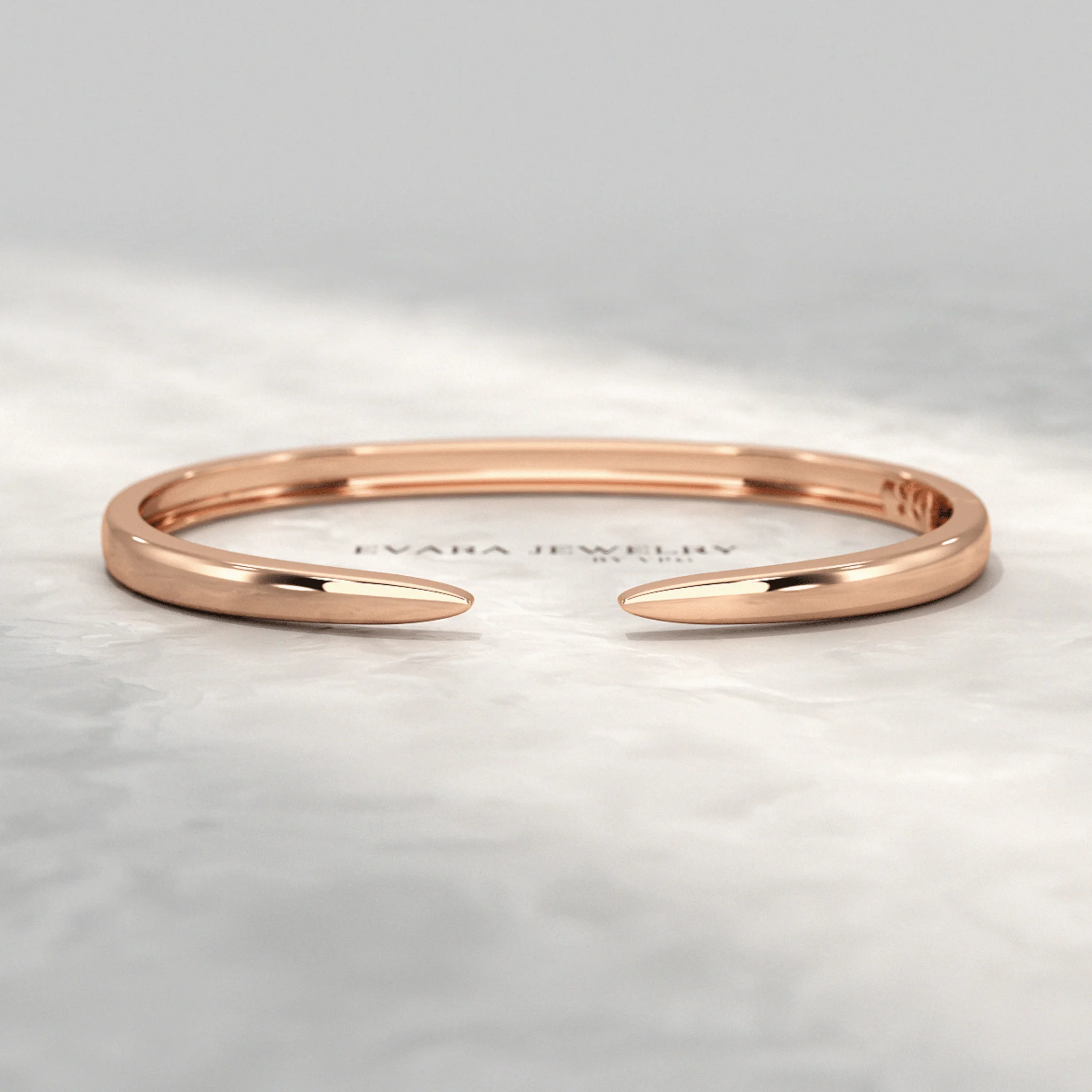 Chevron Front Open Plain Cuff Bangle in Solid Gold - Image 9
