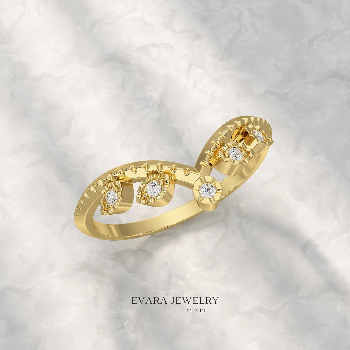 Chevron Nature Insipred Twig Stacking Ring - Image 7