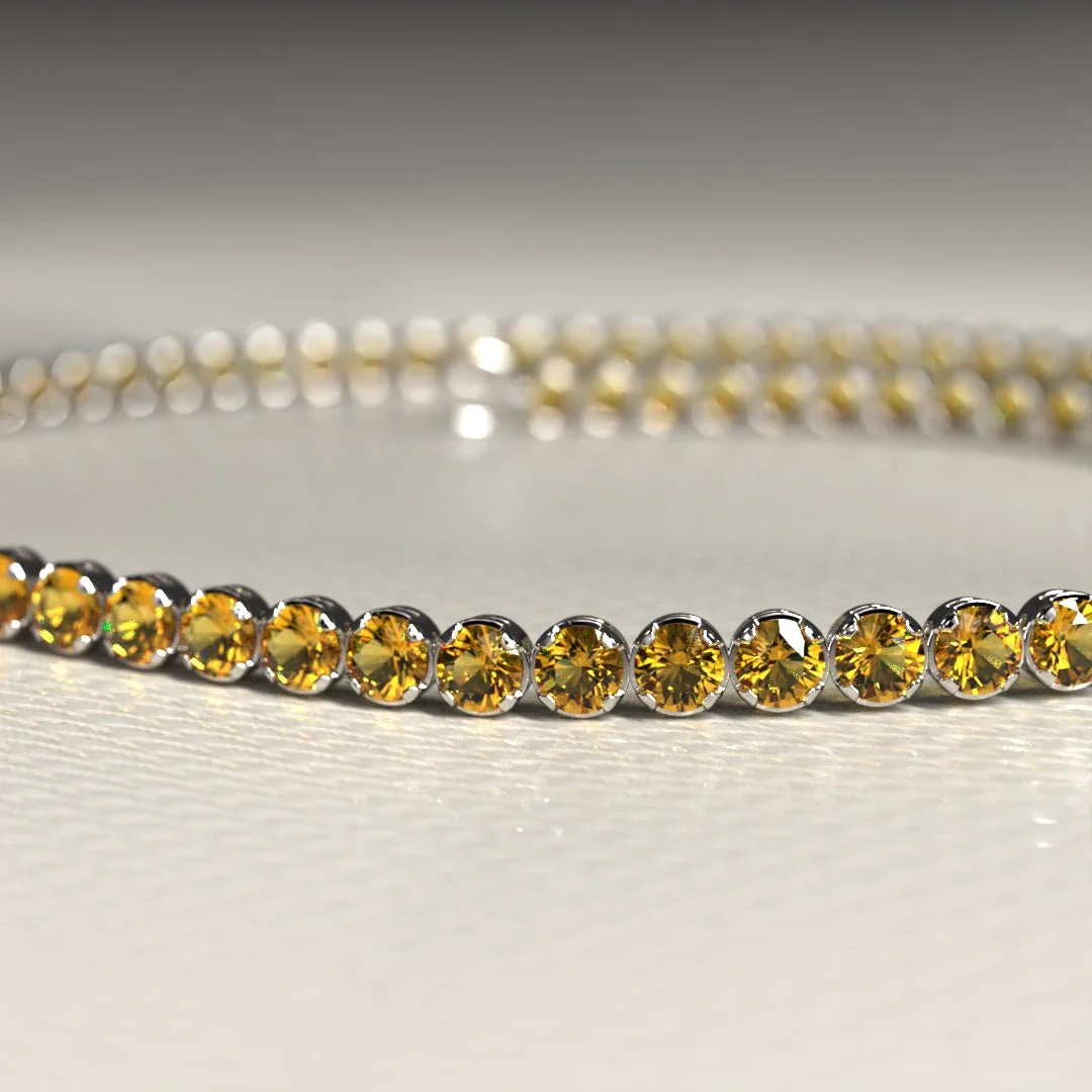 Personalized Citrine Tennis Bracelet in 14K/18K Yellow Gold / November Birthstone Bracelet - Image 11