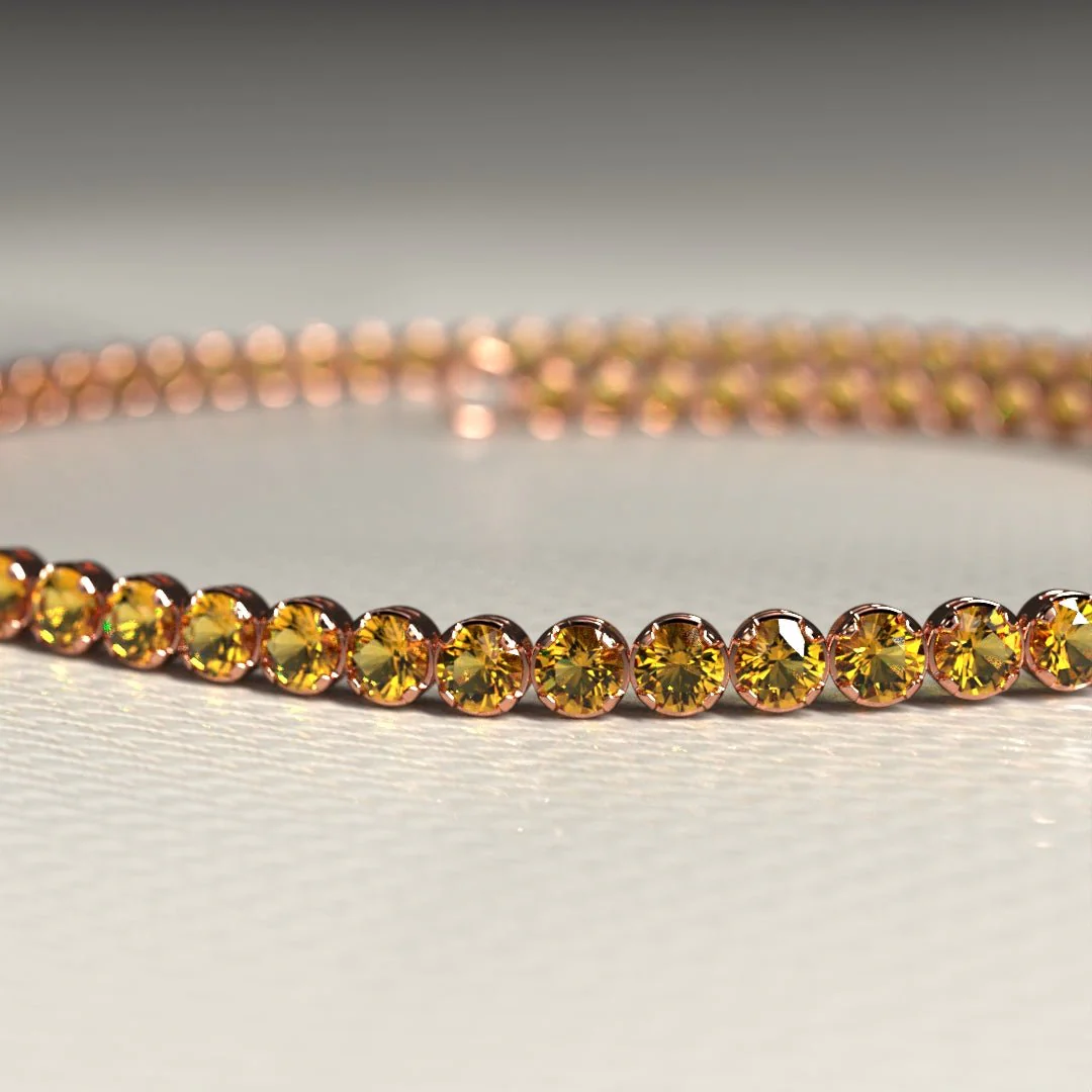 Personalized Citrine Tennis Bracelet in 14K/18K Yellow Gold / November Birthstone Bracelet - Image 14