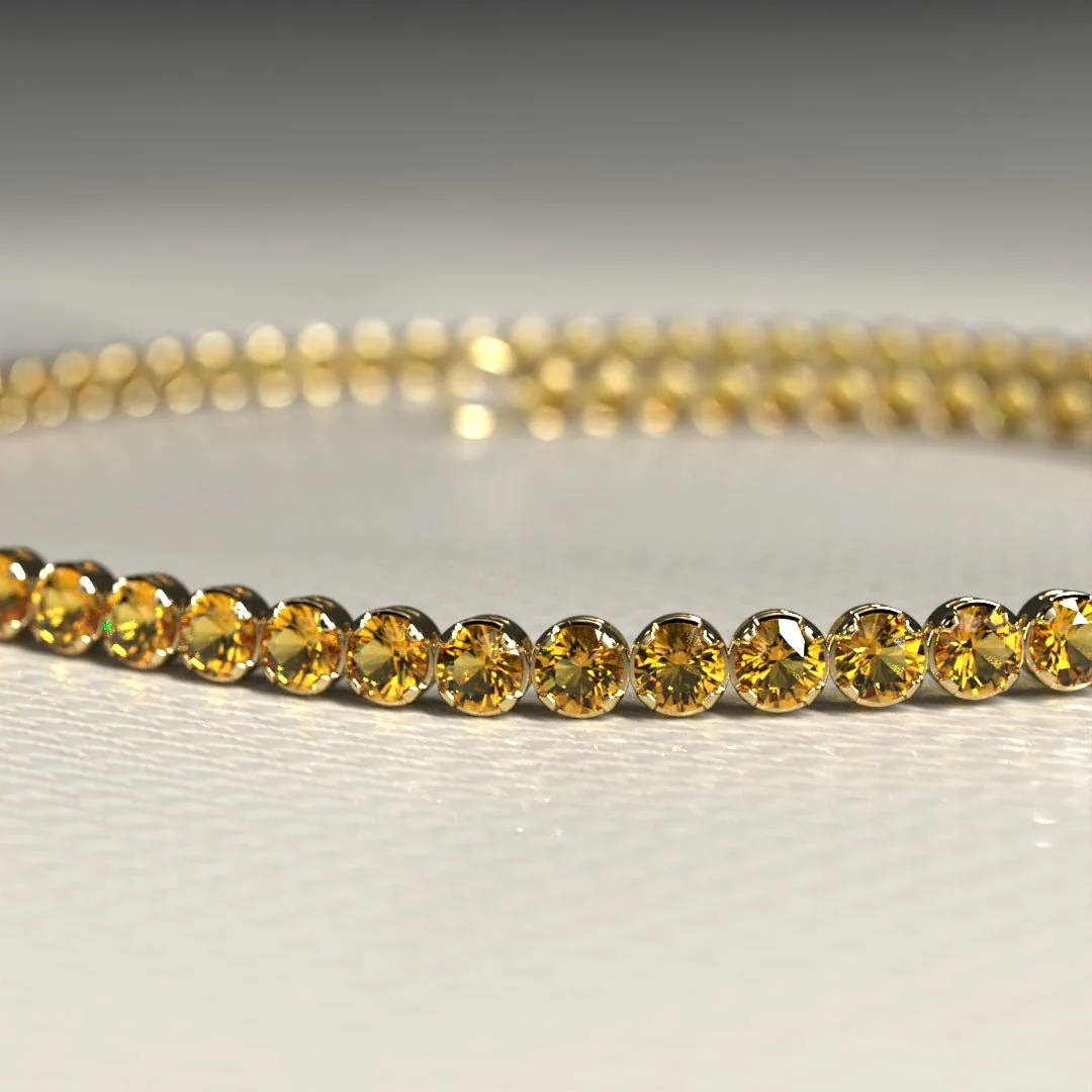 Personalized Citrine Tennis Bracelet in 14K/18K Yellow Gold / November Birthstone Bracelet - Image 5