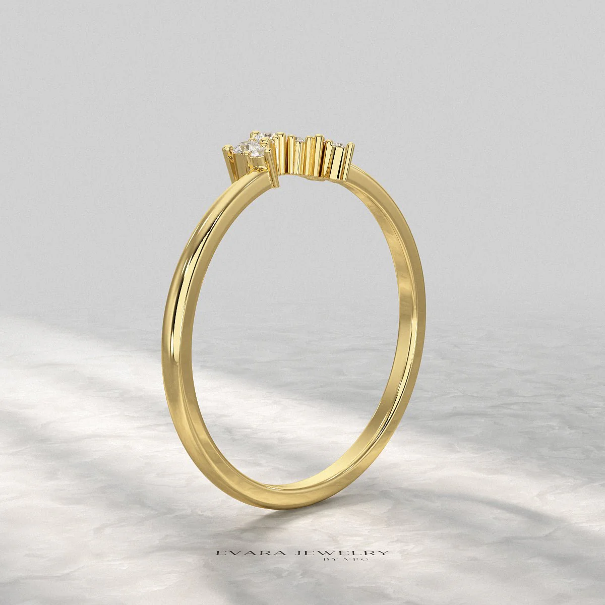 Classic Curved Diamond Contour Band - Image 7