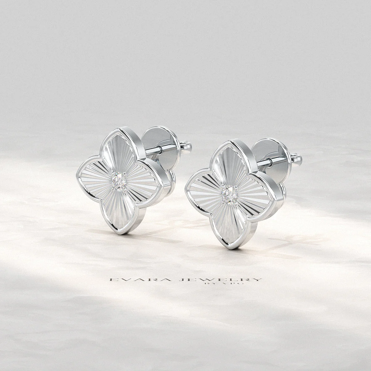 Clover Floral Diamond Earrings for Her - Image 10