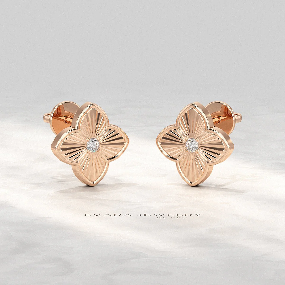 Clover Floral Diamond Earrings for Her - Image 12
