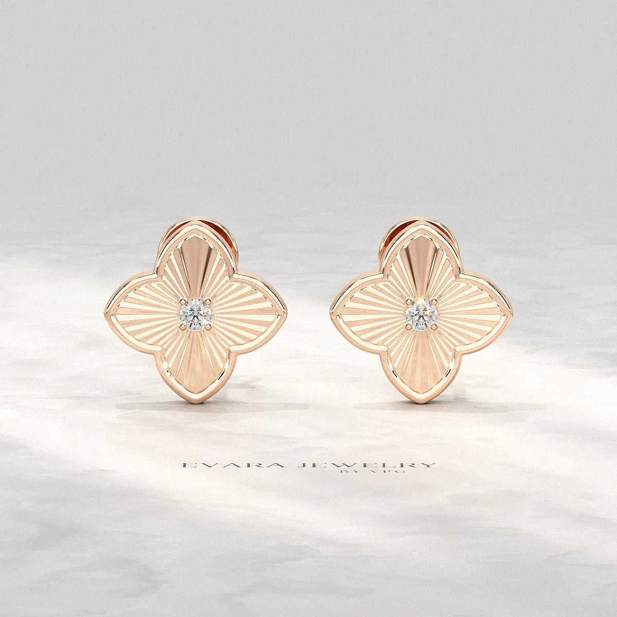 Clover Floral Diamond Earrings for Her - Image 13
