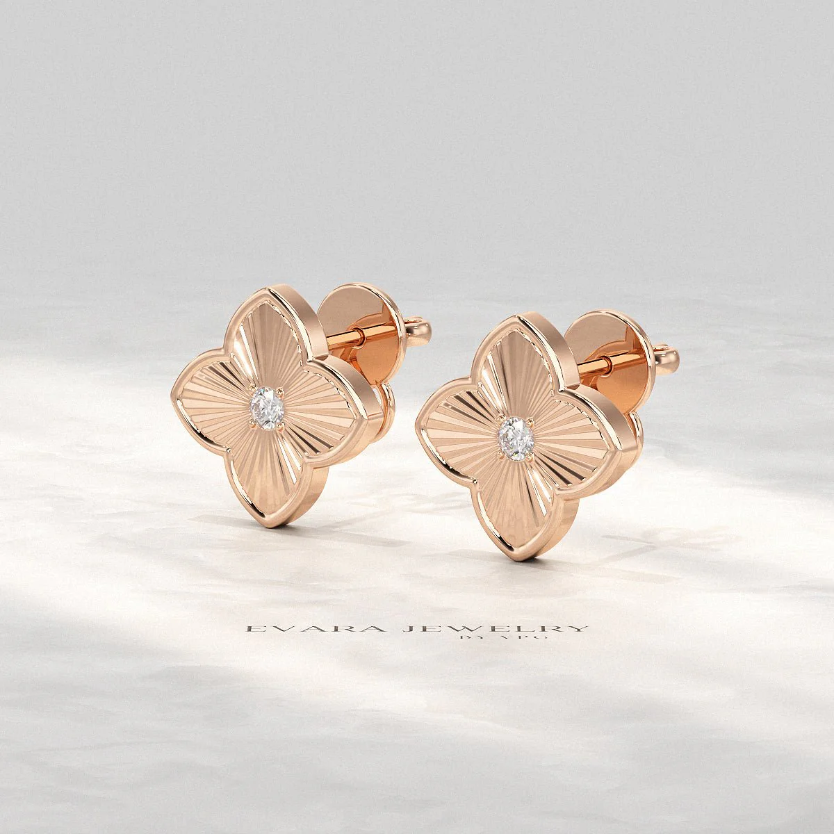 Clover Floral Diamond Earrings for Her - Image 14