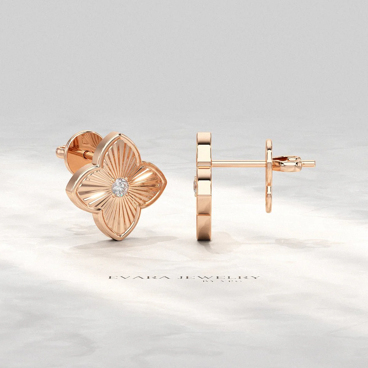 Clover Floral Diamond Earrings for Her - Image 15