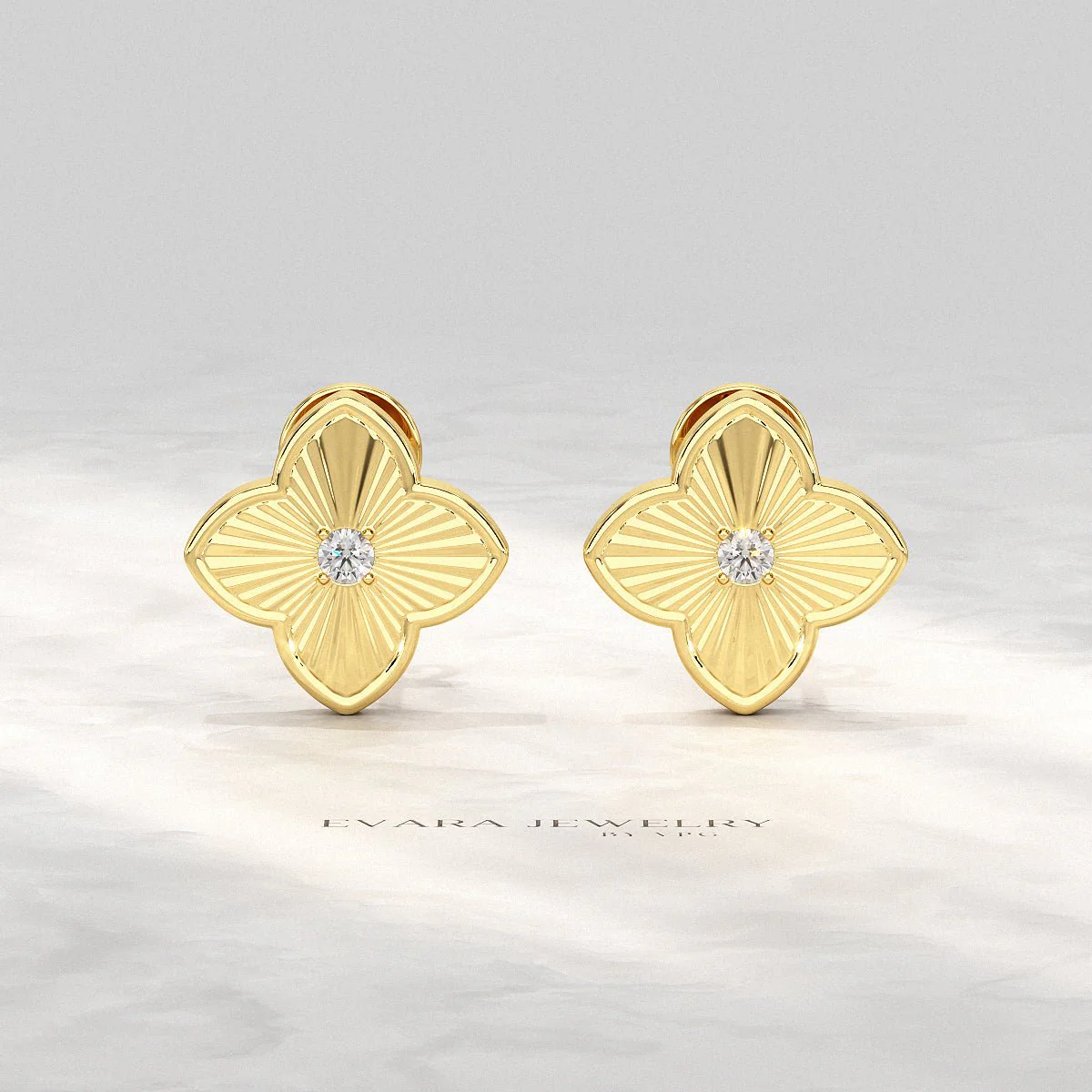 Clover Floral Diamond Earrings for Her - Image 5