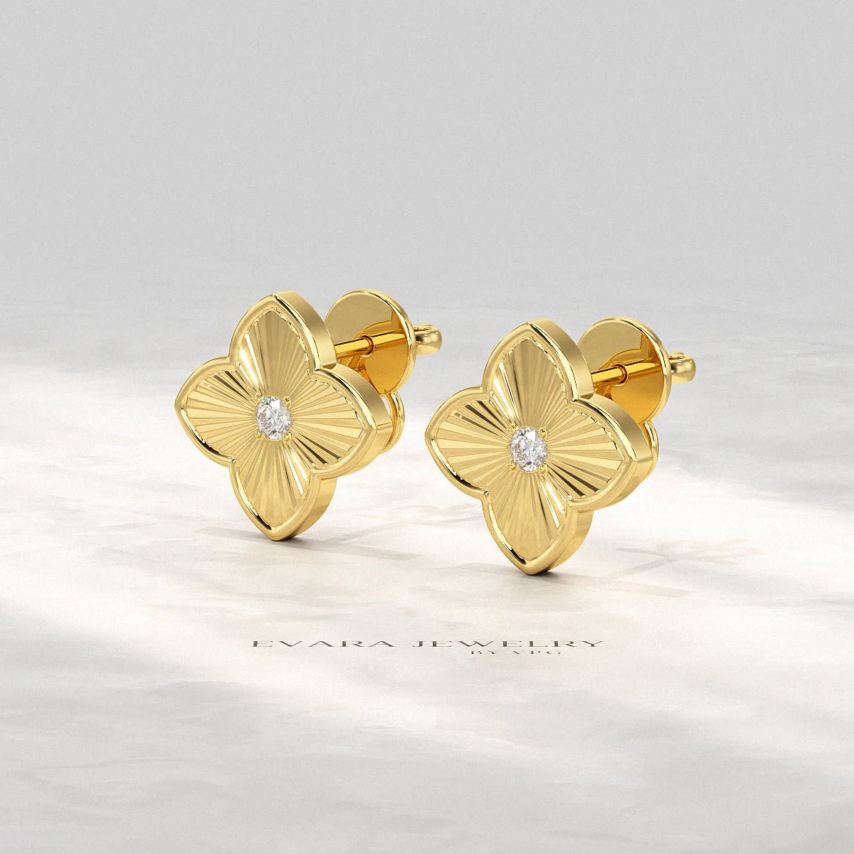 Clover Floral Diamond Earrings for Her - Image 6