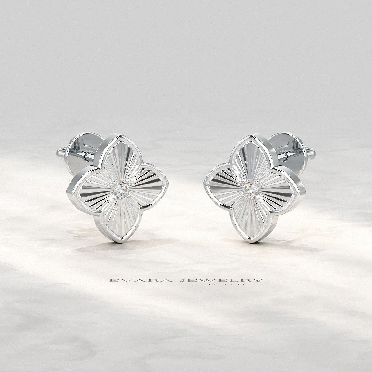 Clover Floral Diamond Earrings for Her - Image 8