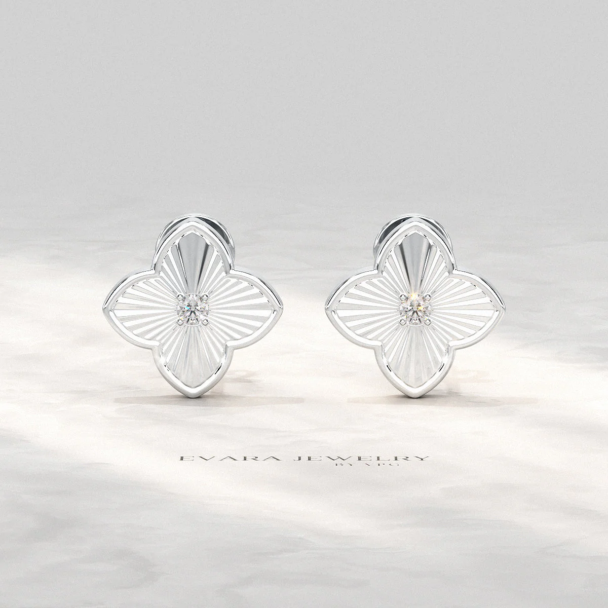 Clover Floral Diamond Earrings for Her - Image 9