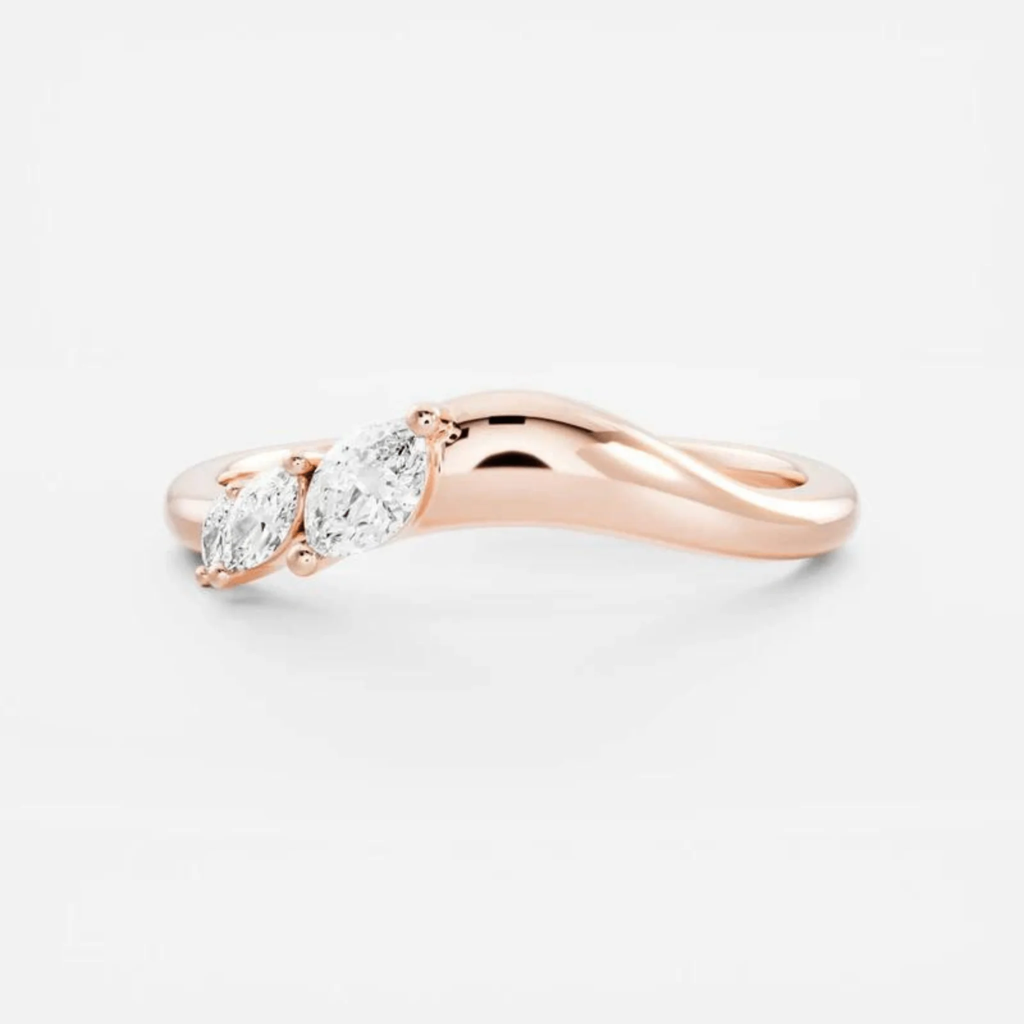 Curved Marquise Band With Lab Grown Diamonds in Solid 14K/18K Gold - Image 20