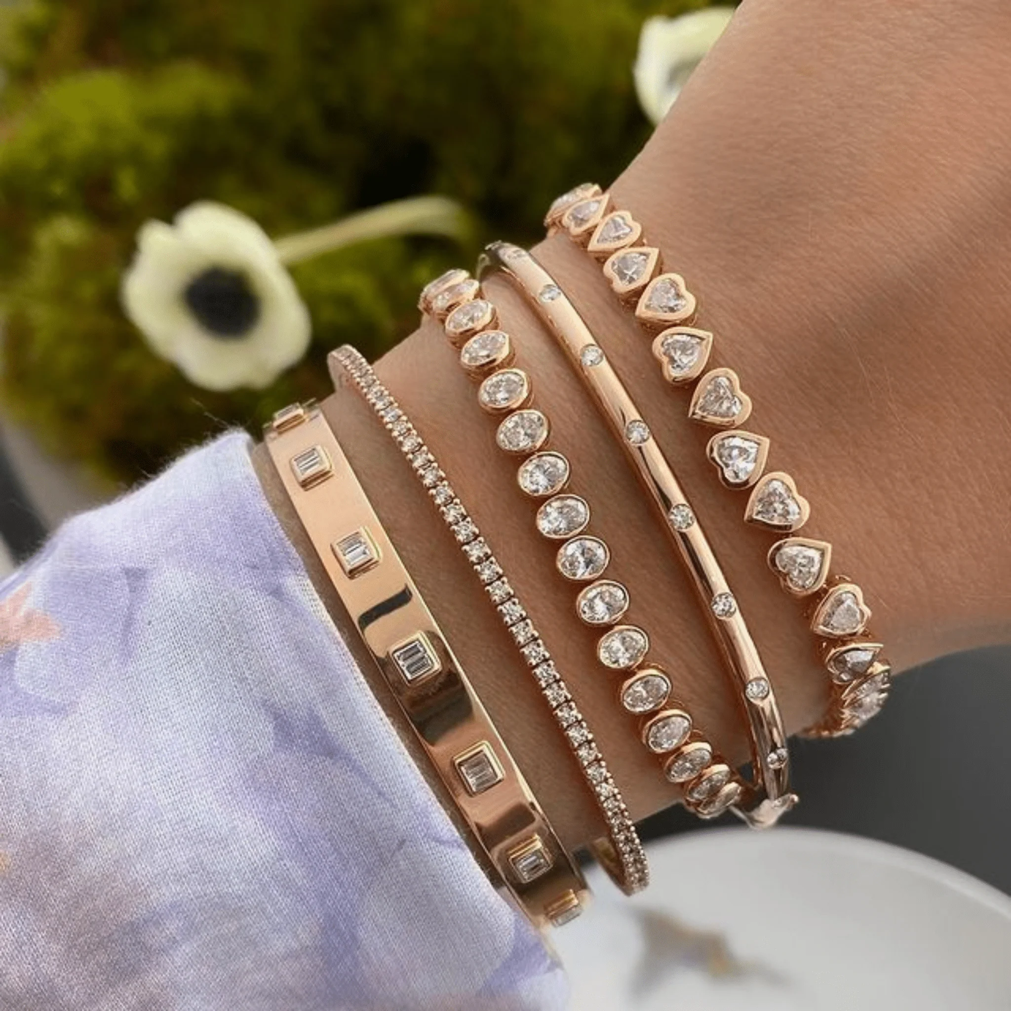 Diamond Baguette Cuff Bangle Bracelet - Image 10