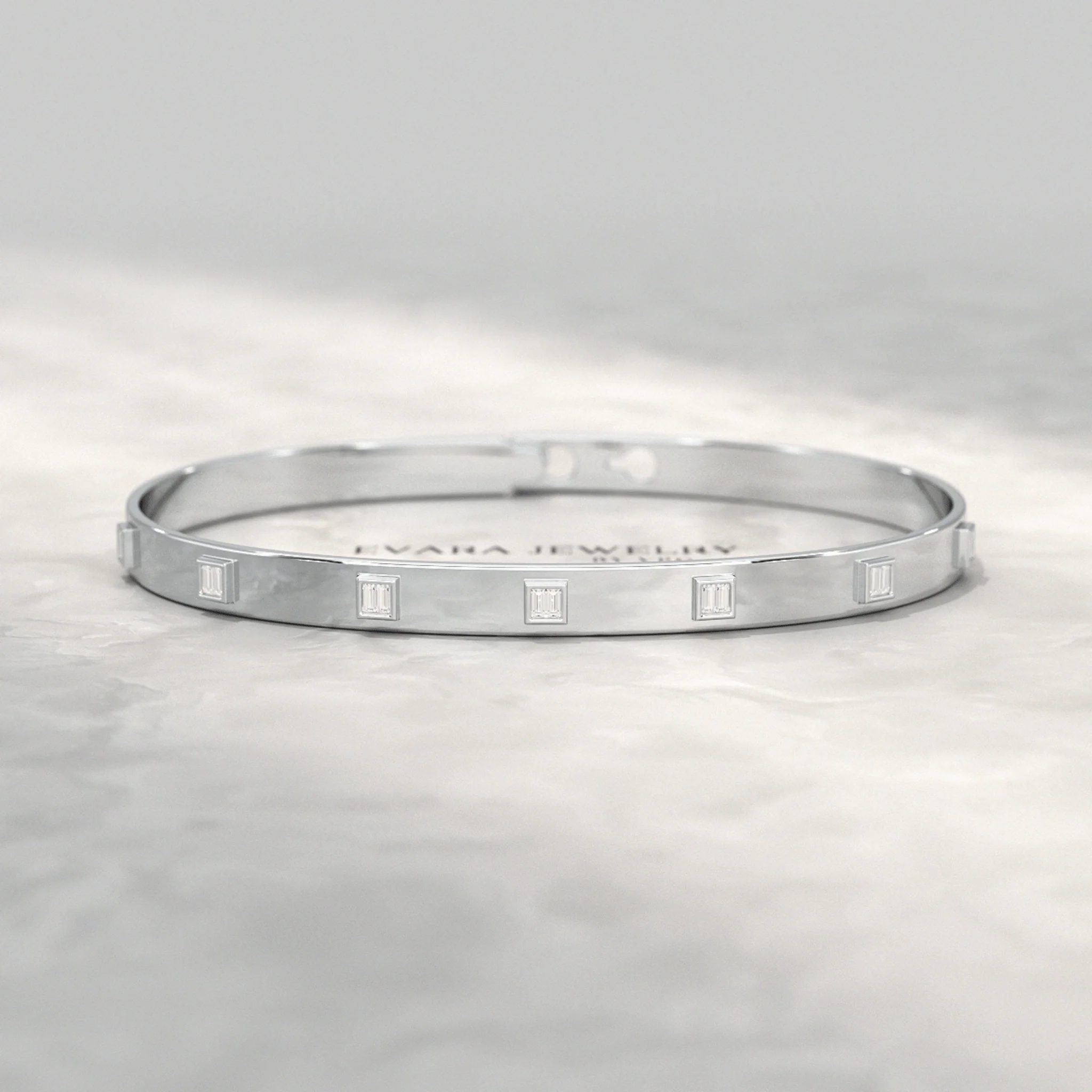 Diamond Baguette Cuff Bangle Bracelet - Image 5