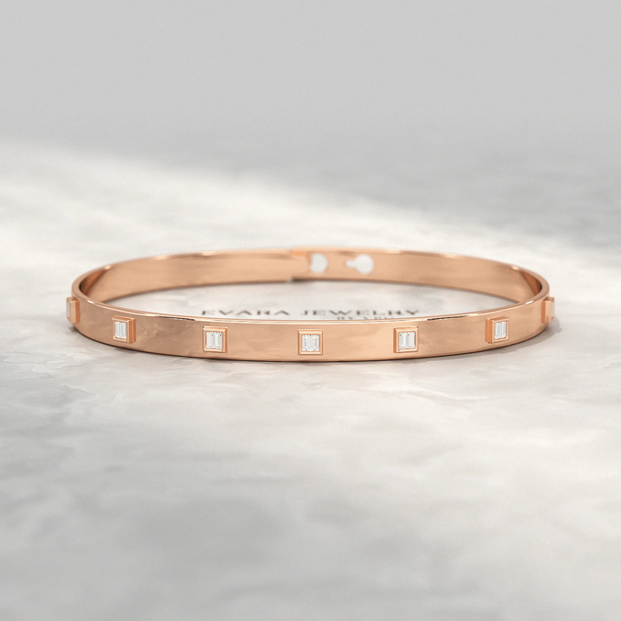 Diamond Baguette Cuff Bangle Bracelet - Image 8