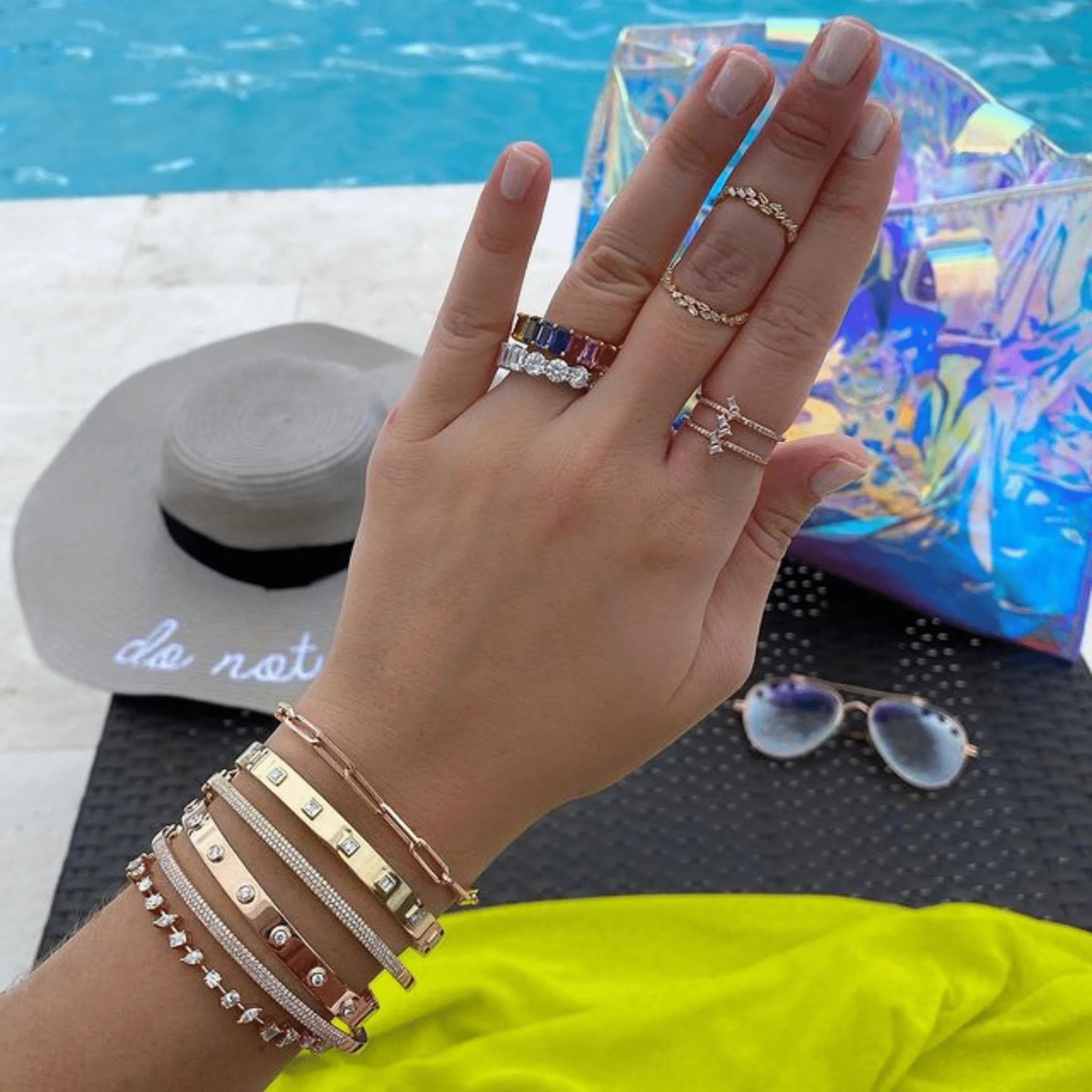 Diamond Baguette Cuff Bangle Bracelet - Image 9
