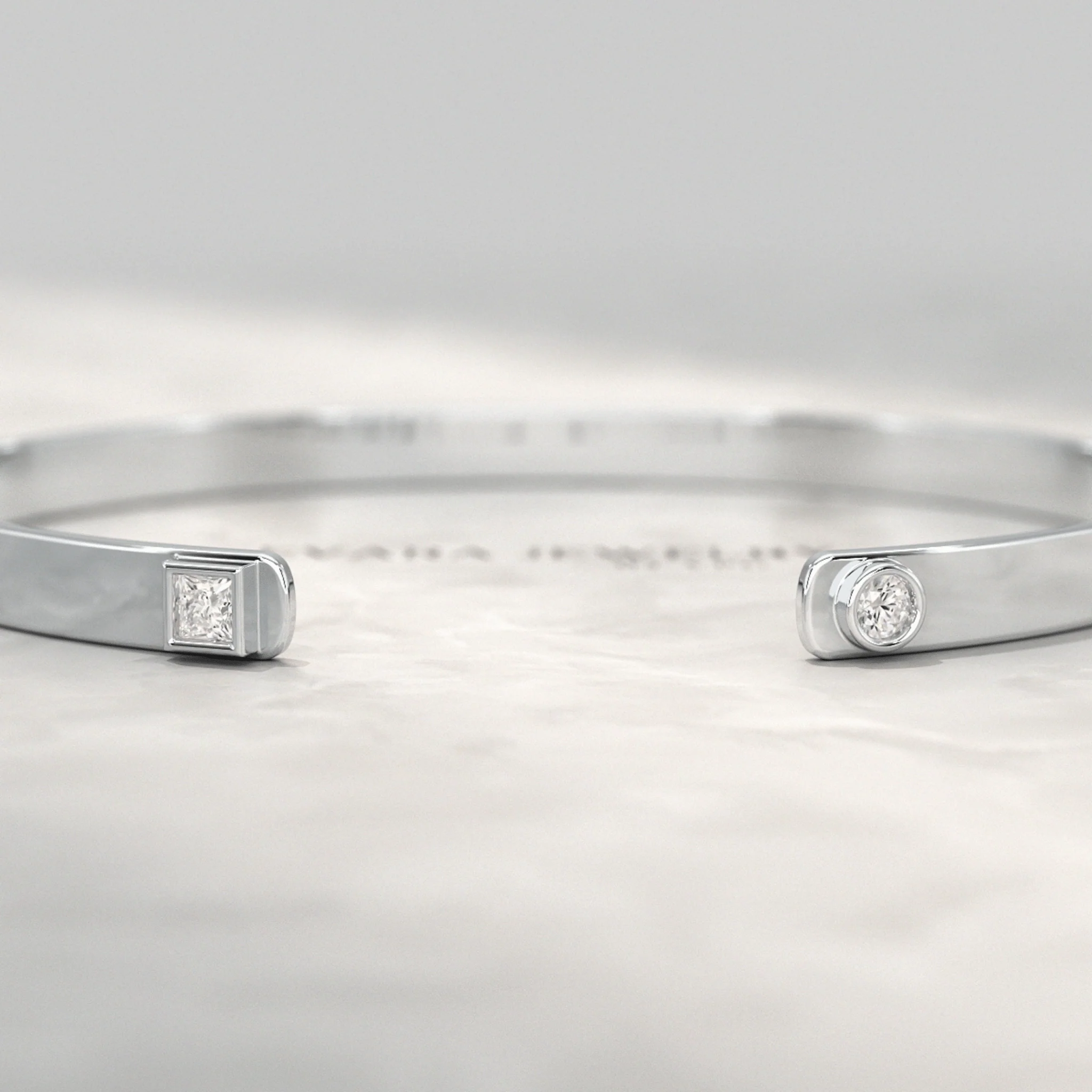 Diamond Solitaire Cuff Bracelet in 10K, 14K, 18K Solid Gold - Image 8