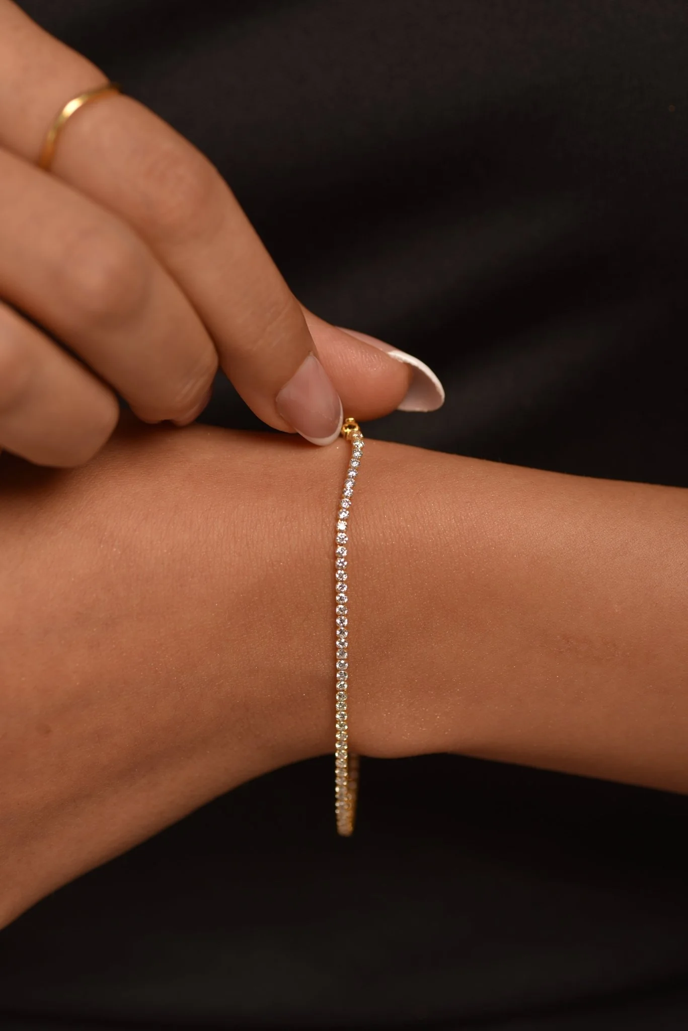 1.72 Carat 14K Gold Dainty Diamond Tennis Bracelet - Image 8
