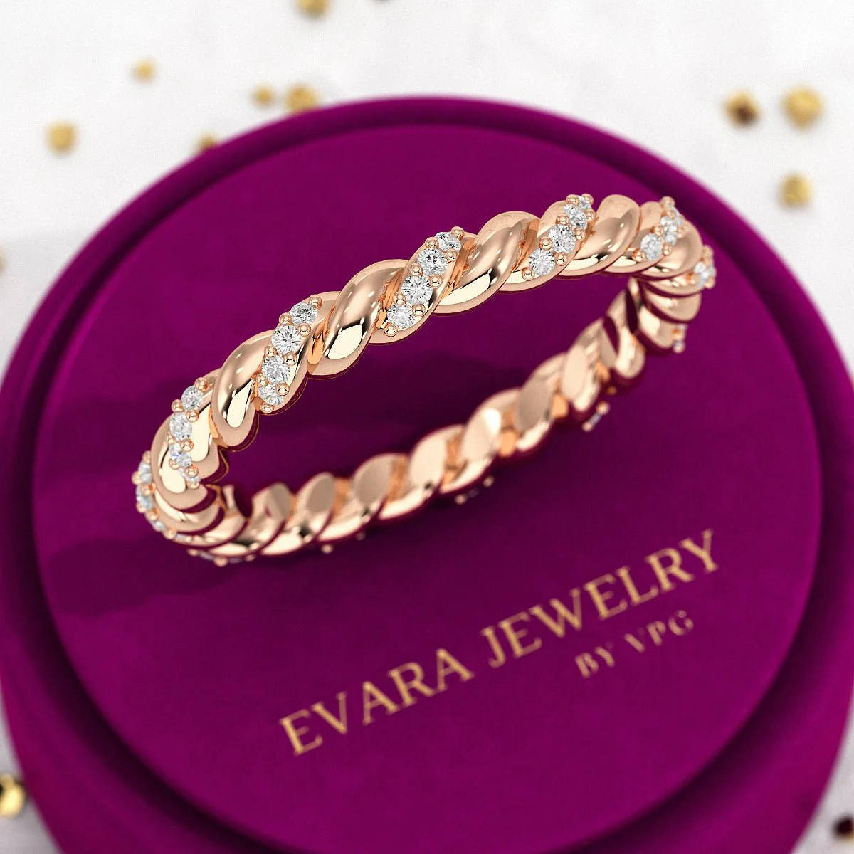 Diamond Stacking Band Ring with Brilliant Cut Round Lab Grown Diamonds - Image 7