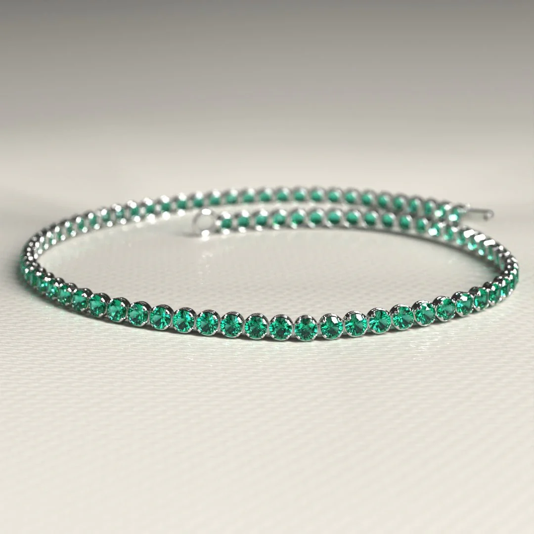 Natural Emerald Tennis Bracelet in 14K/18K Gold / May Birthstone Bracelet - Image 10