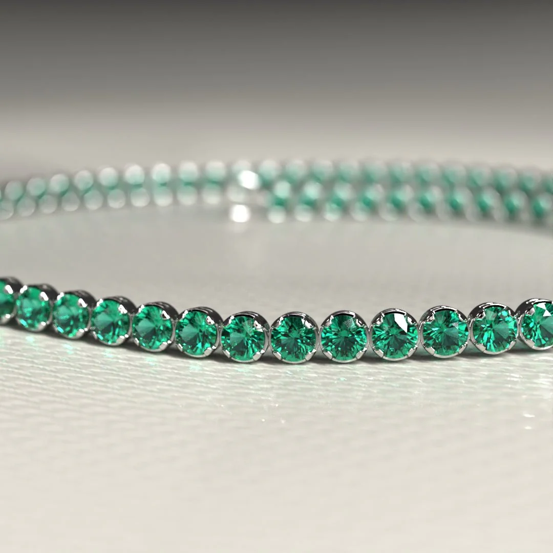 Natural Emerald Tennis Bracelet in 14K/18K Gold / May Birthstone Bracelet - Image 11