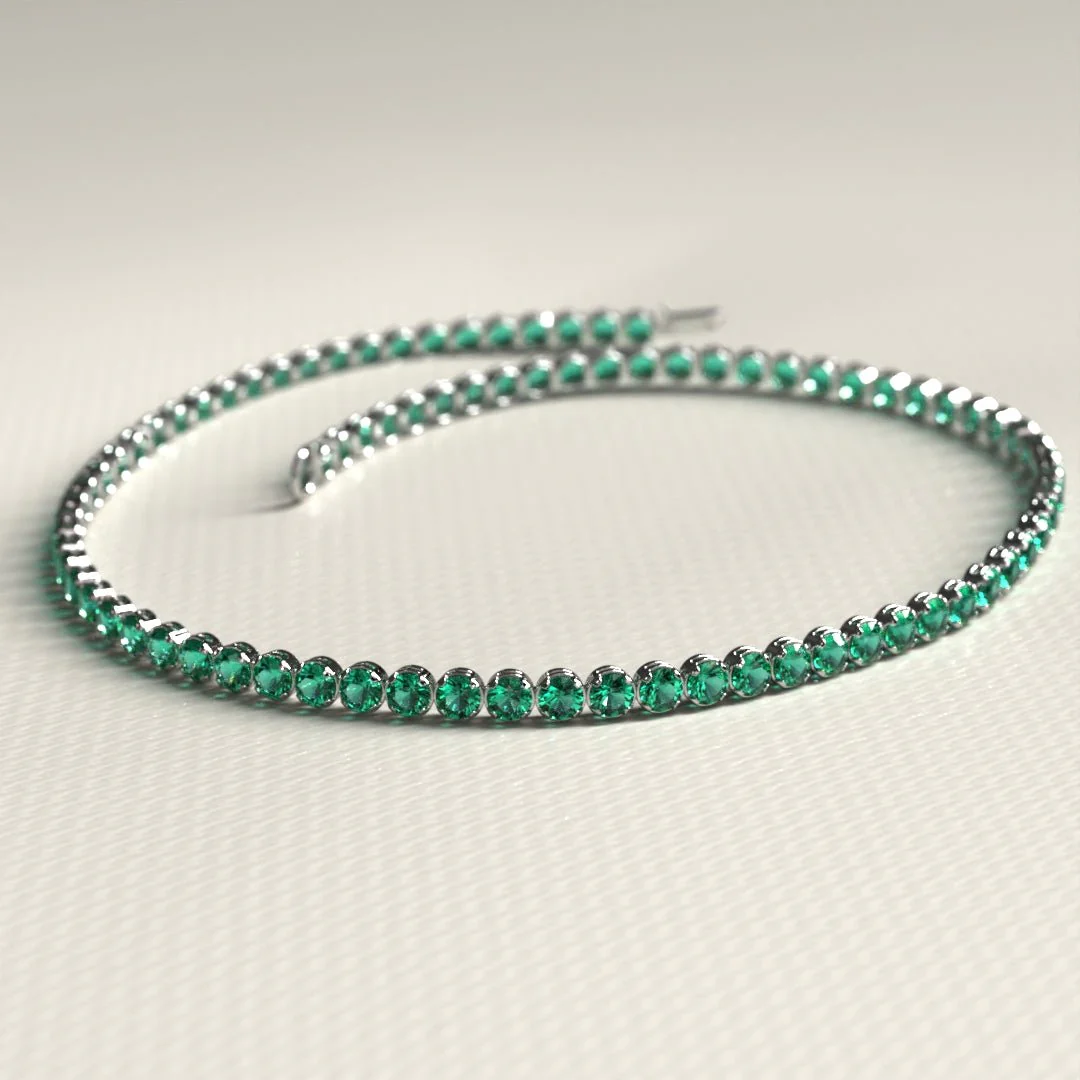 Natural Emerald Tennis Bracelet in 14K/18K Gold / May Birthstone Bracelet - Image 12