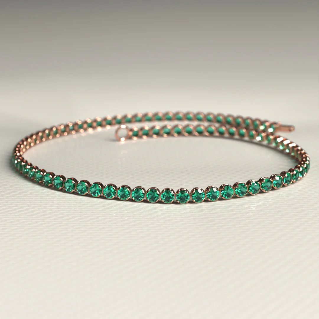 Natural Emerald Tennis Bracelet in 14K/18K Gold / May Birthstone Bracelet - Image 13