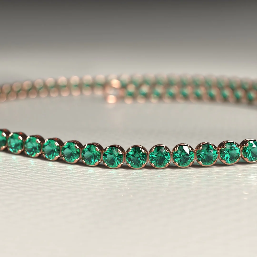 Natural Emerald Tennis Bracelet in 14K/18K Gold / May Birthstone Bracelet - Image 14