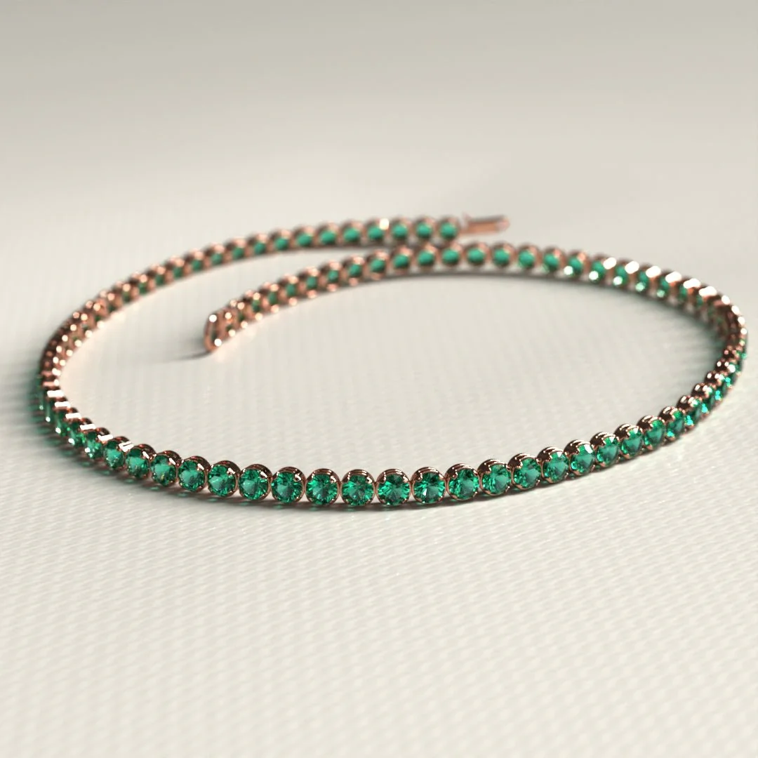 Natural Emerald Tennis Bracelet in 14K/18K Gold / May Birthstone Bracelet - Image 15