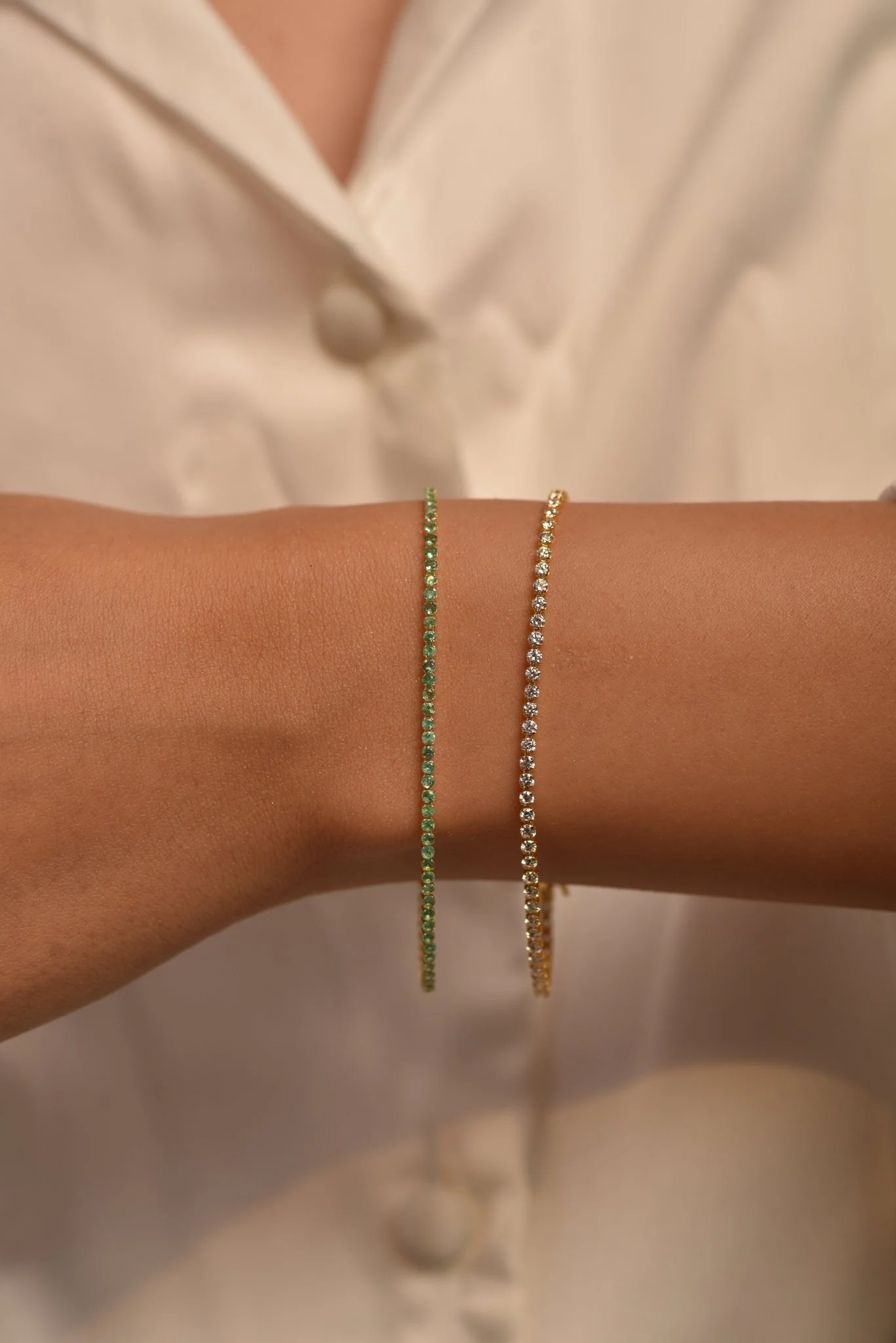 Natural Emerald Tennis Bracelet in 14K/18K Gold / May Birthstone Bracelet - Image 5