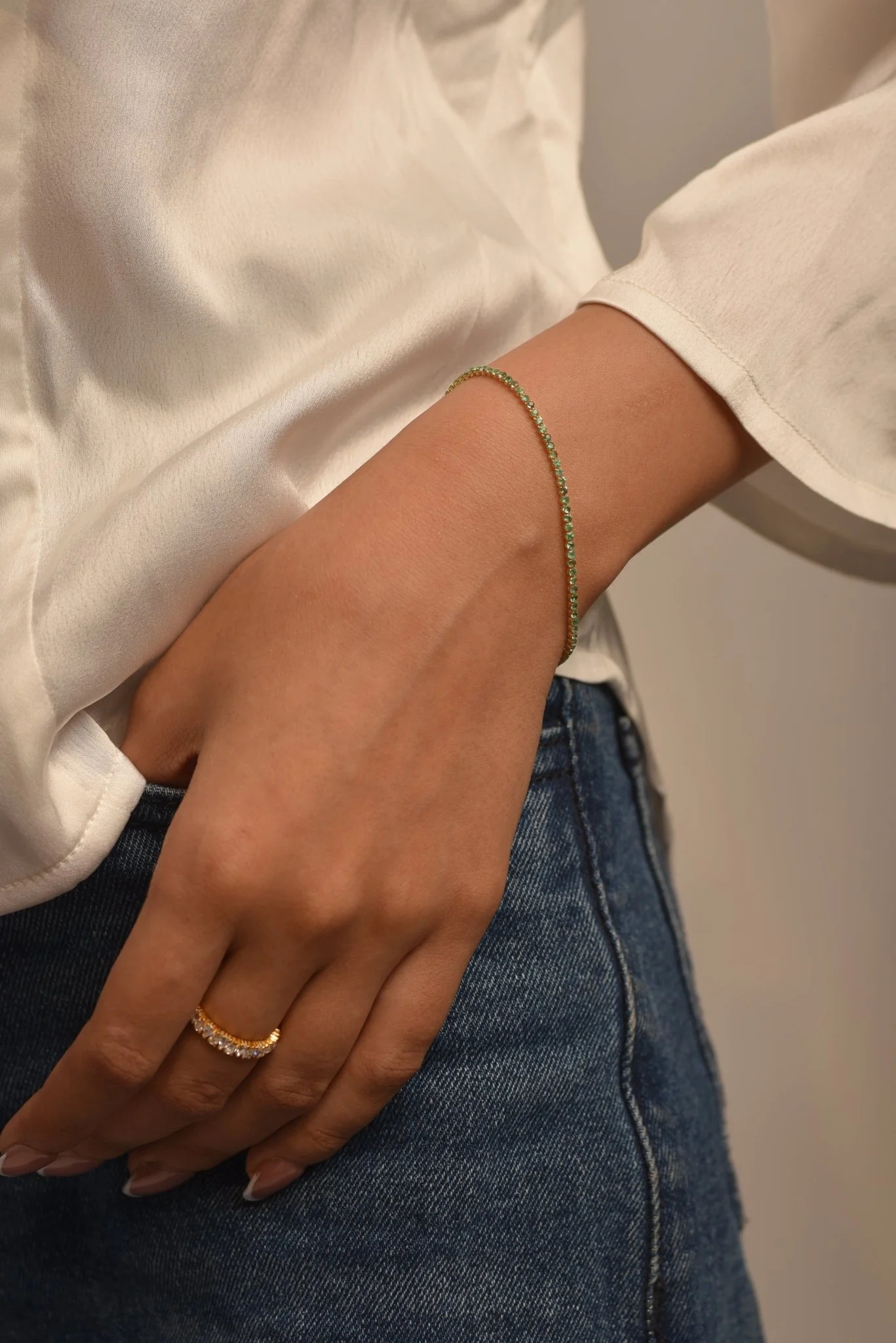 Natural Emerald Tennis Bracelet in 14K/18K Gold / May Birthstone Bracelet - Image 6