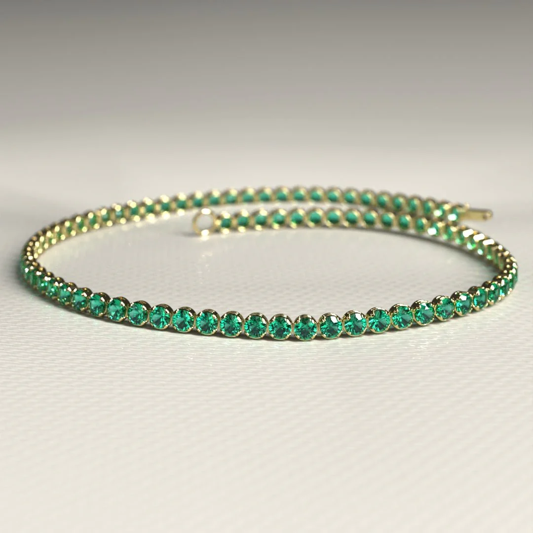 Natural Emerald Tennis Bracelet in 14K/18K Gold / May Birthstone Bracelet - Image 7