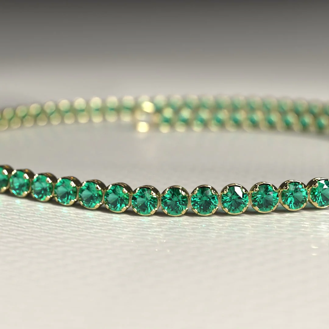 Natural Emerald Tennis Bracelet in 14K/18K Gold / May Birthstone Bracelet - Image 8