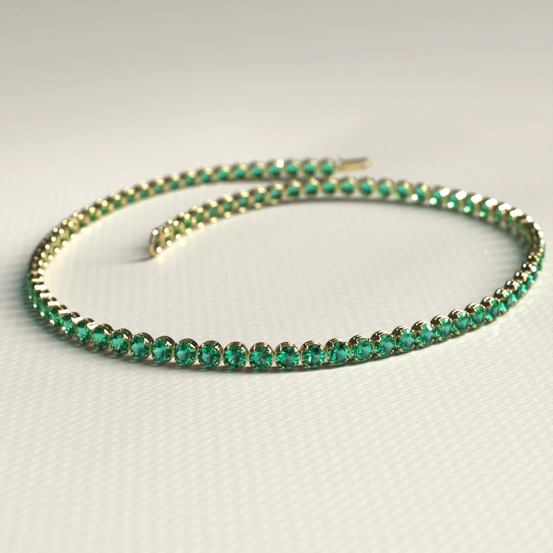 Natural Emerald Tennis Bracelet in 14K/18K Gold / May Birthstone Bracelet - Image 9