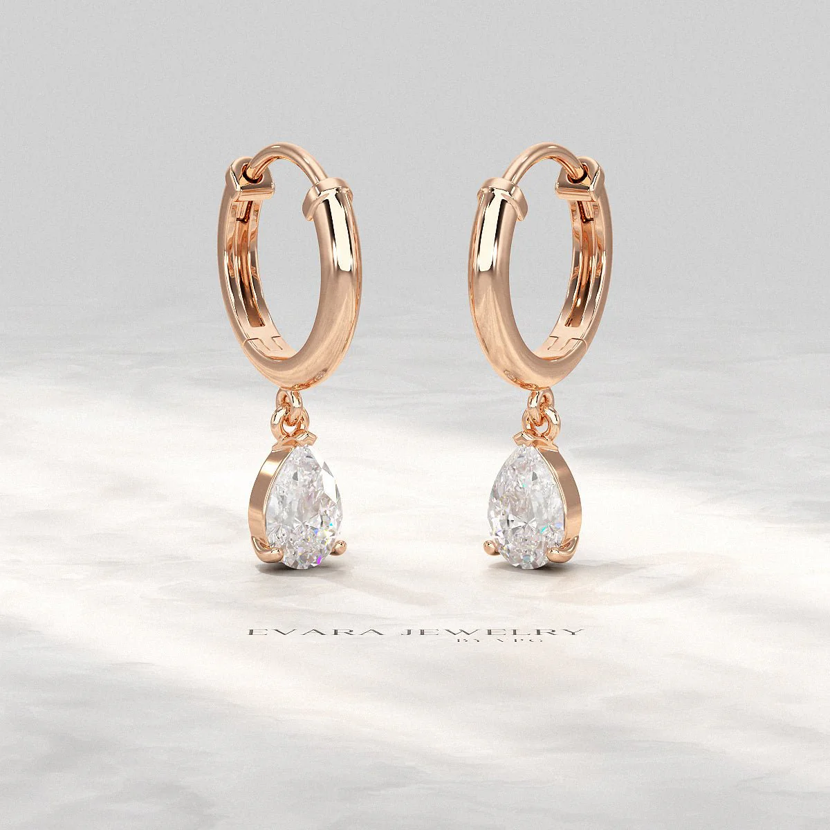 1 Carat Pear Cut Lab Grown Diamond Hoop Earrings - Image 10