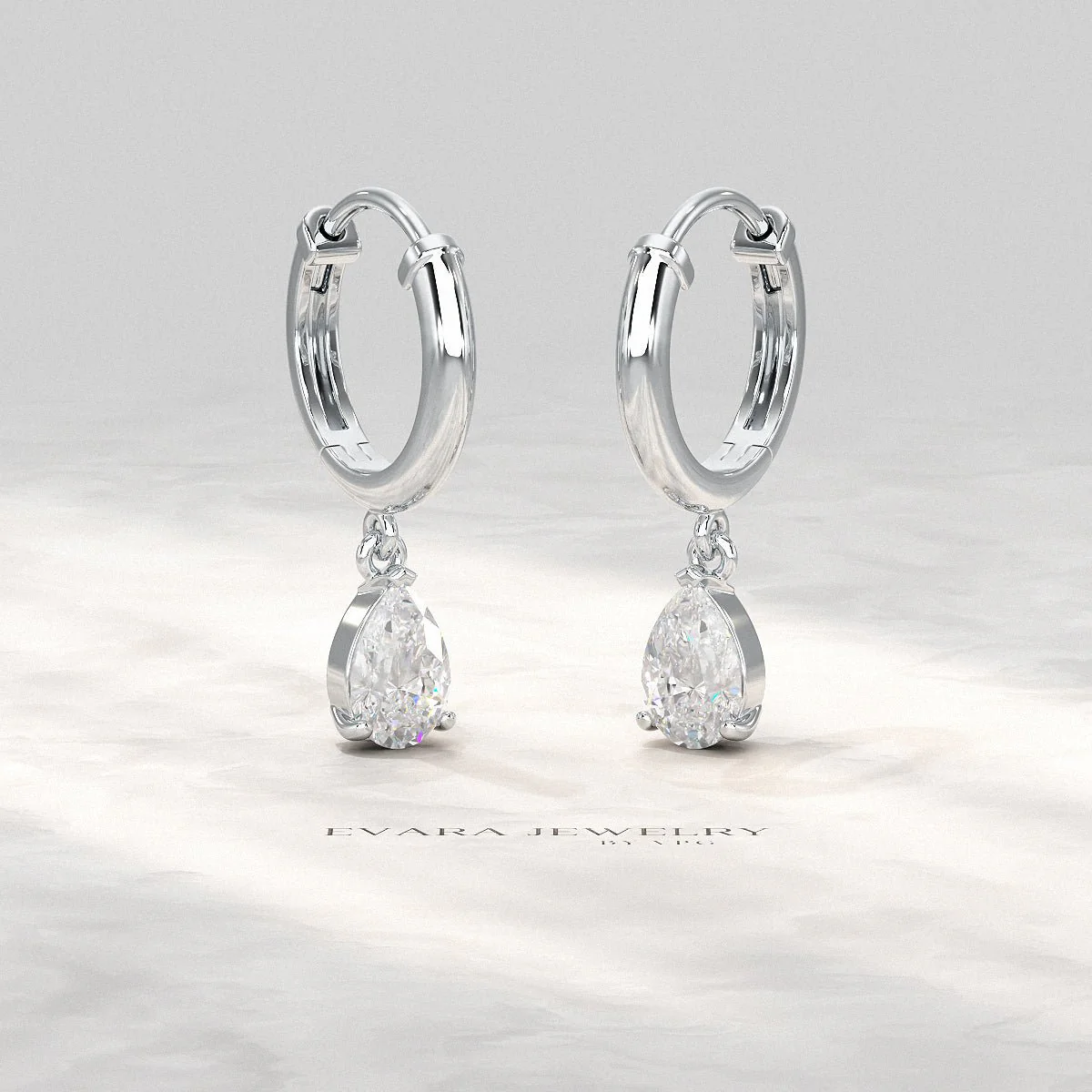 1 Carat Pear Cut Lab Grown Diamond Hoop Earrings - Image 12