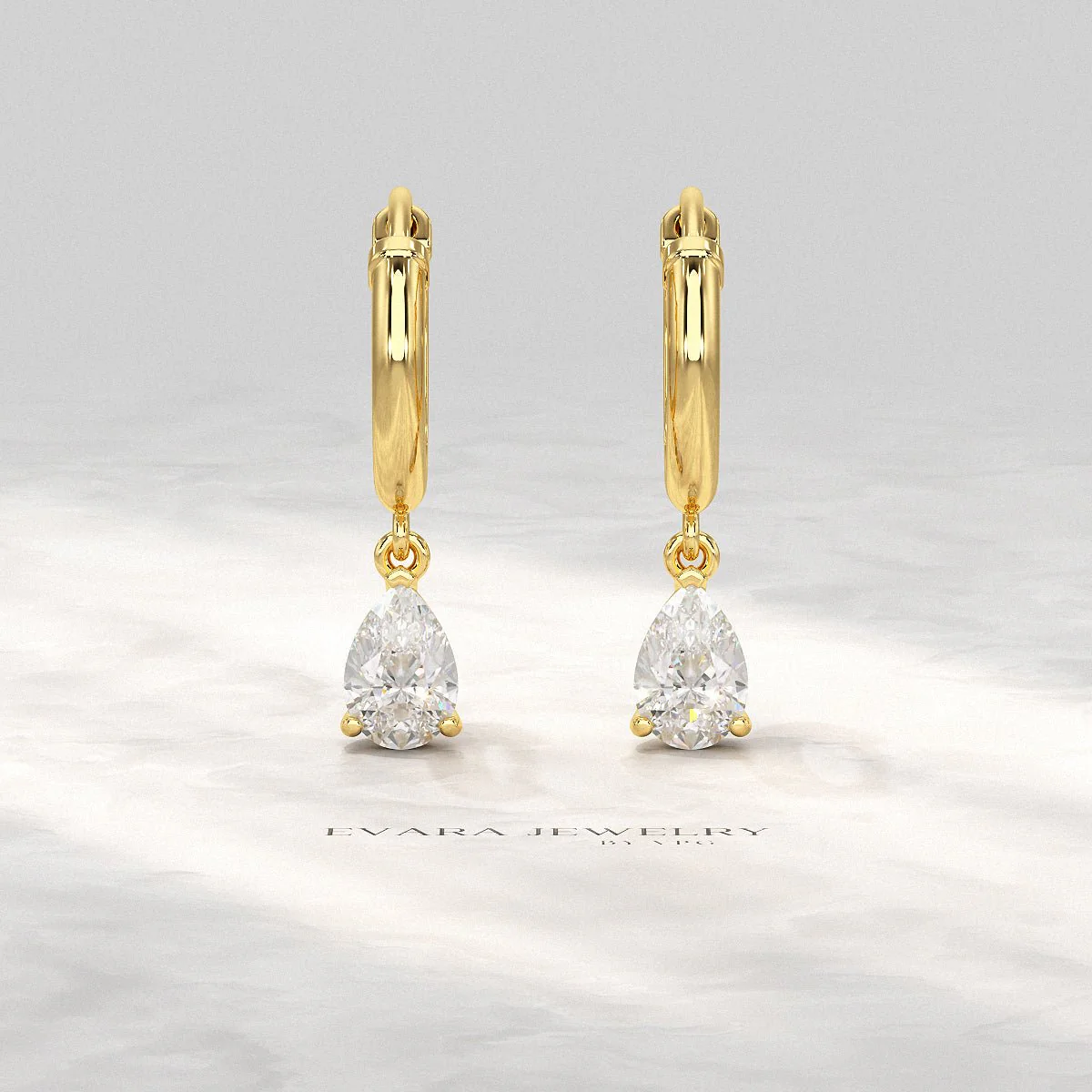 1 Carat Pear Cut Lab Grown Diamond Hoop Earrings - Image 6