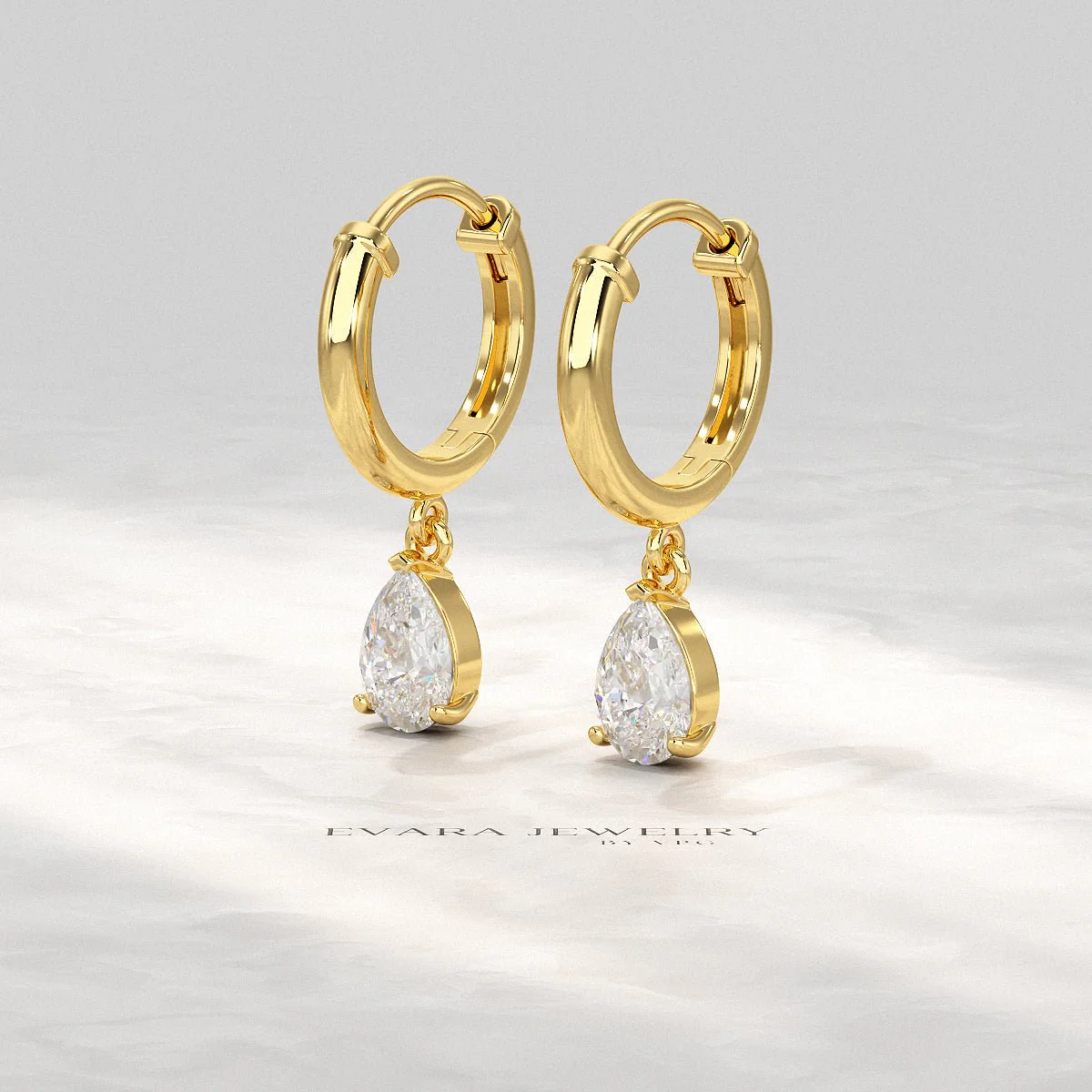 1 Carat Pear Cut Lab Grown Diamond Hoop Earrings - Image 7