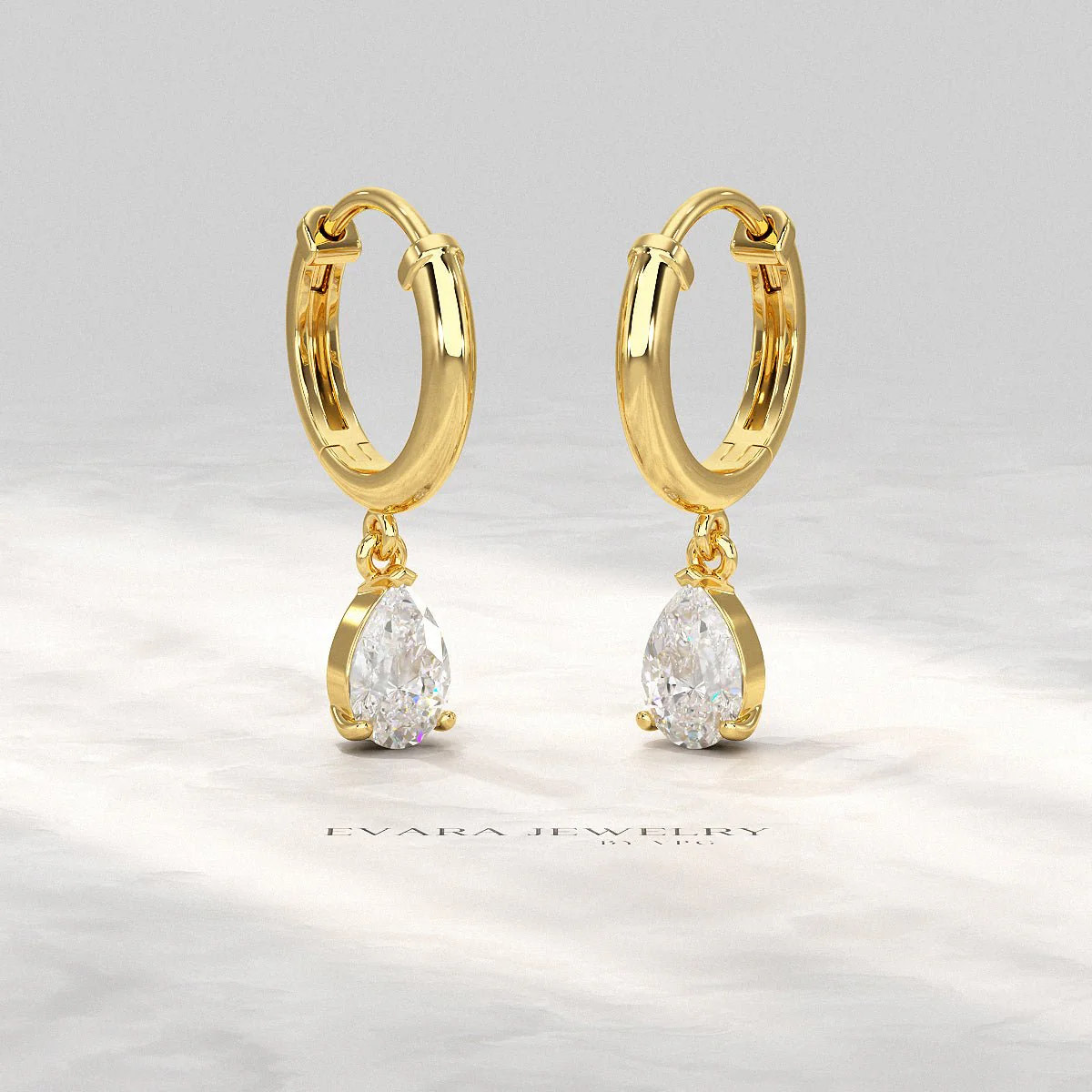 1 Carat Pear Cut Lab Grown Diamond Hoop Earrings - Image 9
